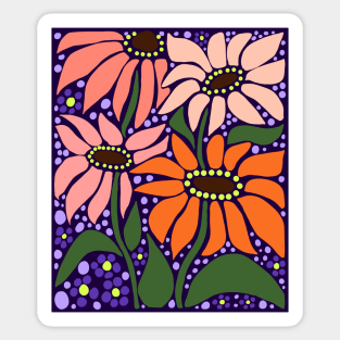 Cute boho orange wildflowers summer time design Sticker